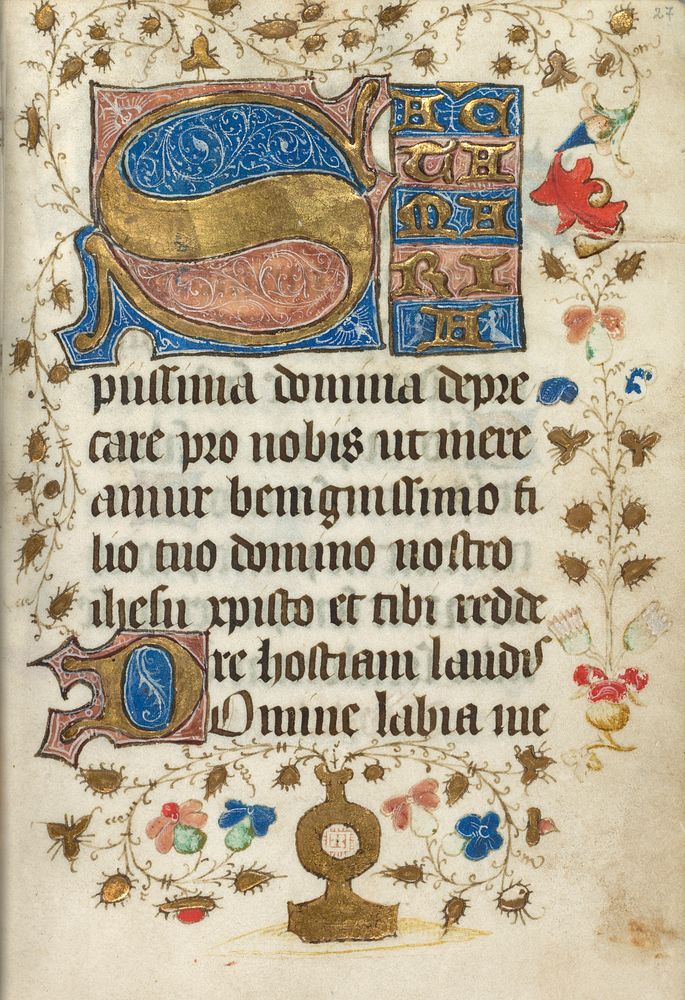 A page from the Book of Hours (Use of Metz) with a decorated Initial