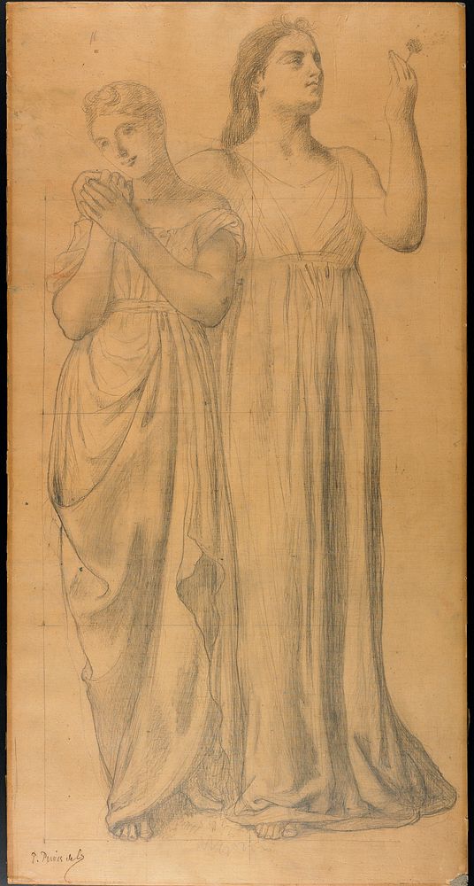 Study for Les Jeunes Filles et la Mort (Death and the Maidens) (ca. 1872) print in high resolution by Pierre Puvis de…