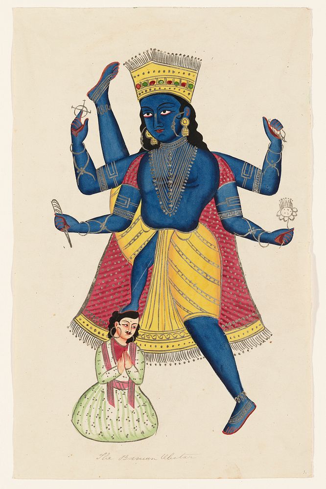 Vishnu as Vamana defeating King Mahabali during 19th century painting in high resolution. Original from the Minneapolis…