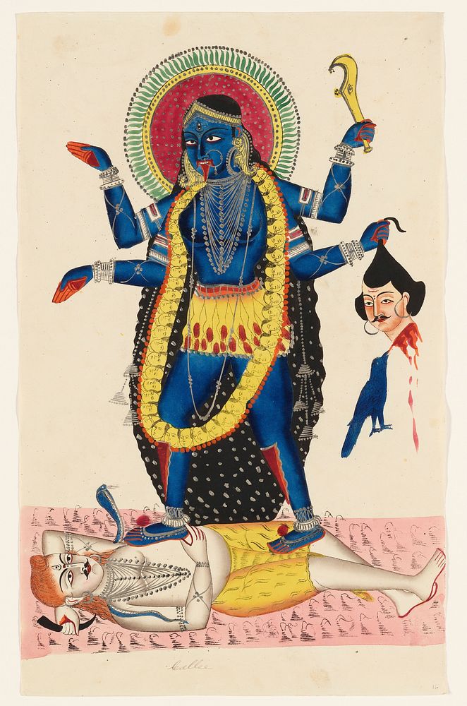 Kali Trampling Upon Shiva (1854–1855) painting in high resolution. Original from the Minneapolis Institute of Art. Digitally…