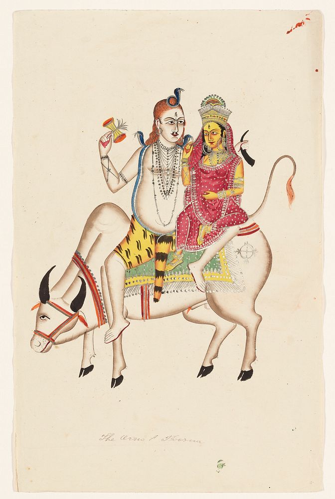 Shiva and Parvati Seated on Nandi during 19th century painting in high resolution. Original from the Minneapolis Institute…