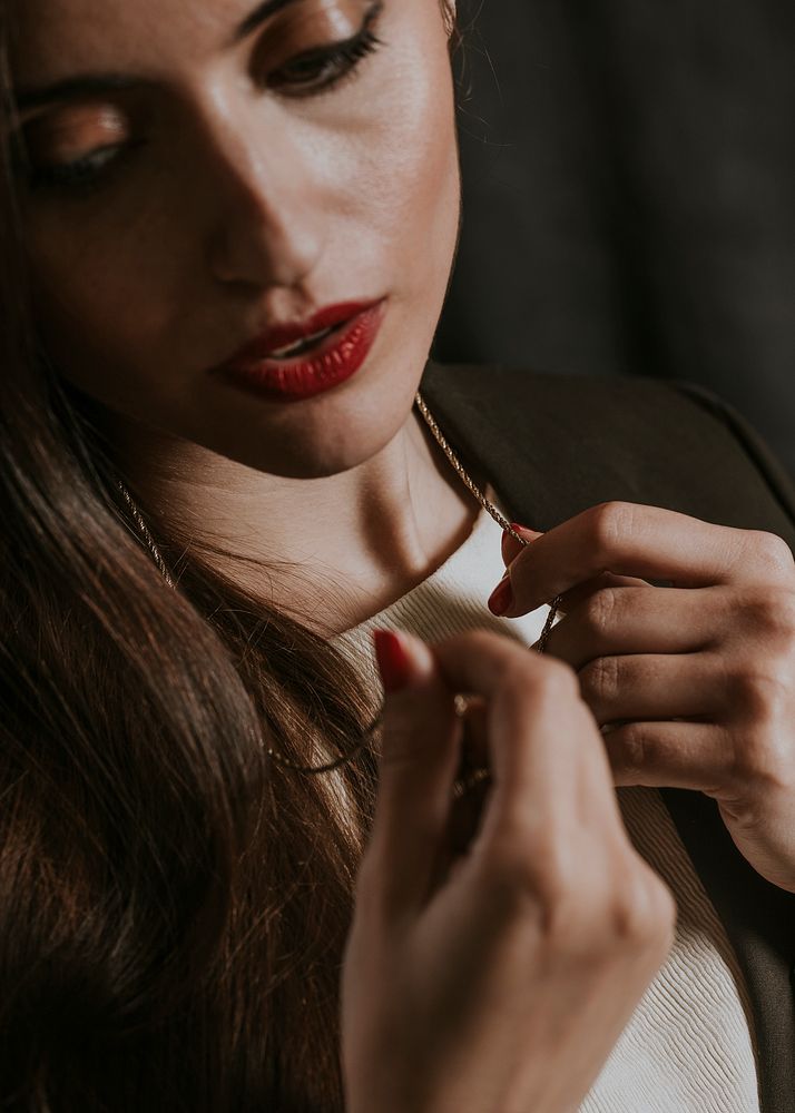 Elegant businesswoman wearing necklace