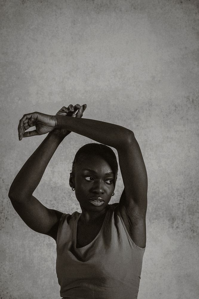 Black woman in tank top, fashion portrait 