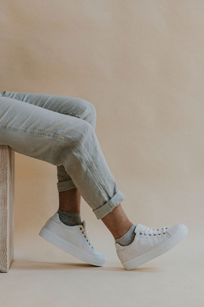 White canvas sneakers, street fashion | Premium Photo - rawpixel