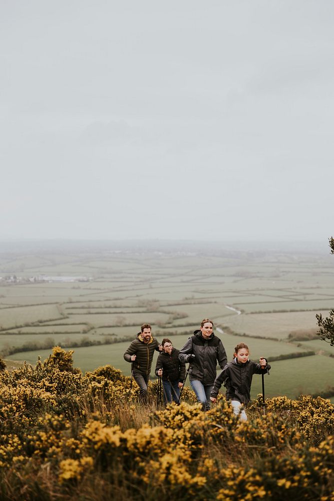 Family hiking, outdoor activity