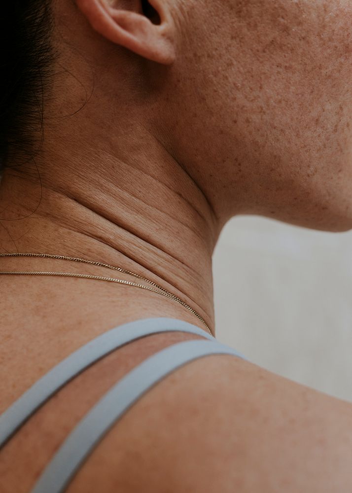 Woman skin, closeup neck, wellness photo
