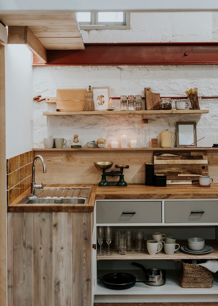 Aesthetic kitchen counter, home interior design