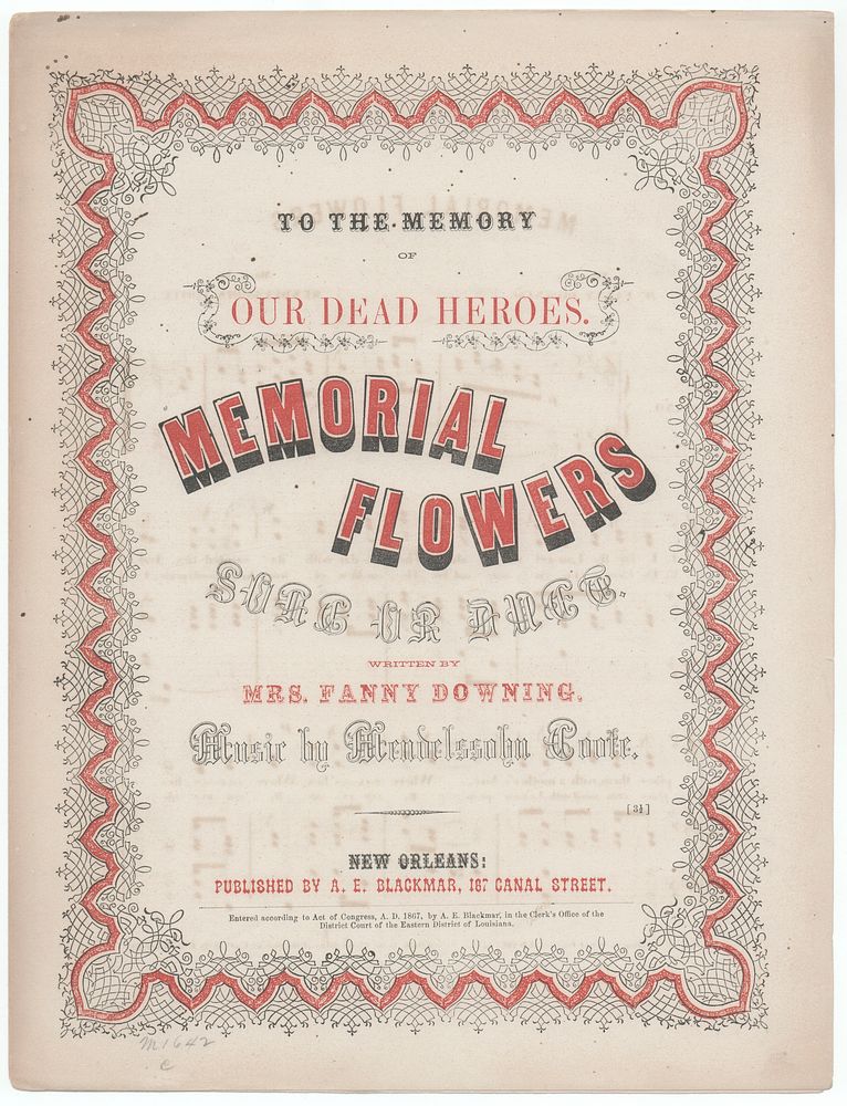 Memorial flowers (1867). Original from the Library of Congress.