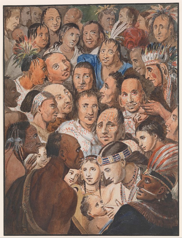 Tableau of Indian Faces, attributed to John Lewis Krimmel