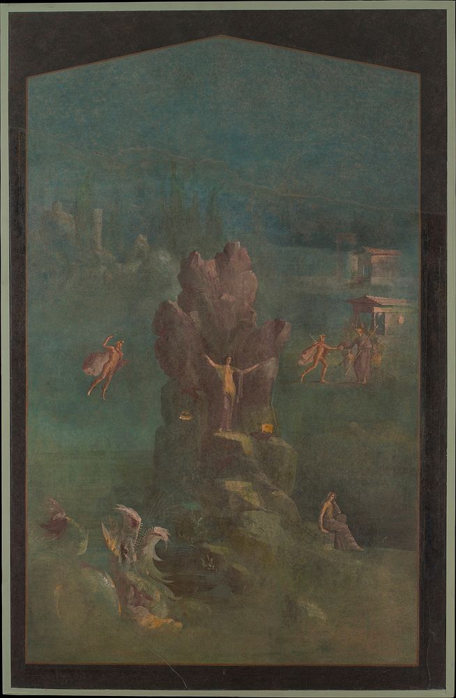 Wall painting: Perseus and Andromeda in landscape, from the imperial villa at Boscotrecase, Roman