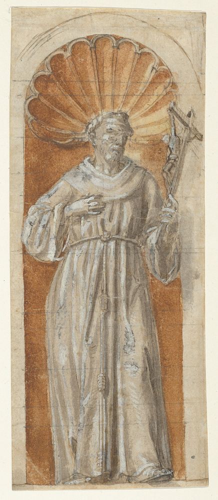 Standing Franciscan Saint in a Niche, Anonymous, Italian, Roman-Bolognese, 17th century