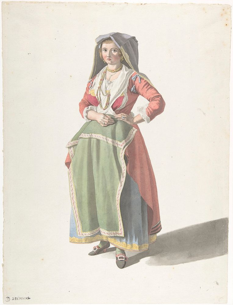 Young Woman Standing in Traditional Neapolitan Dress by Giovanni Battista ("Titta") Lusieri