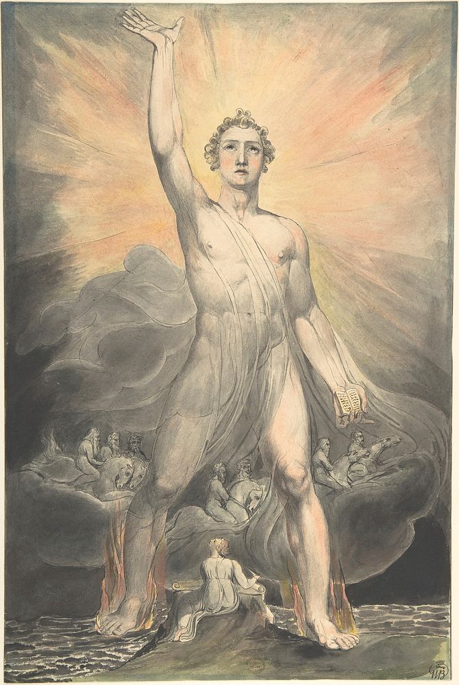 Angel of the Revelation (Book of Revelation, chapter 10) by William Blake. Original from The Metropolitan Museum of Art.