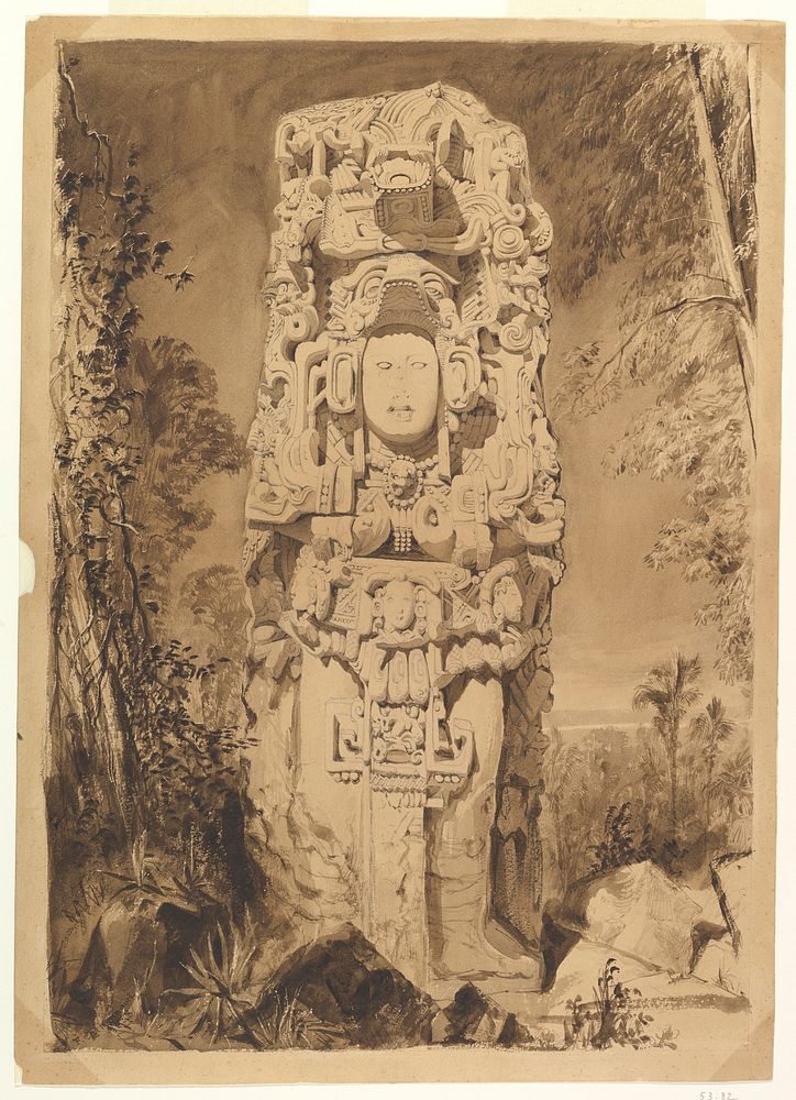 Stela at Copán by Frederick Catherwood