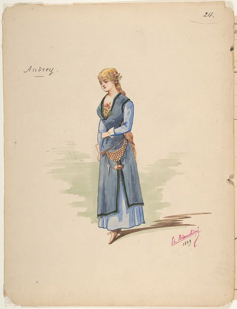 Costume Design for "Andrey" a; Descriptive sheet of Accessories [b] 