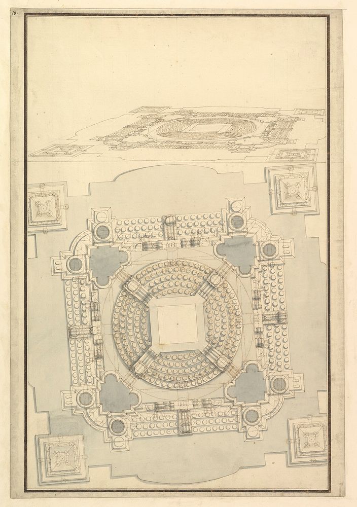 Ground Plan of the Catafalque for Anna Cristina, Wife of Carlo Emanuele II of Savoy, Workshop of Giuseppe Galli Bibiena