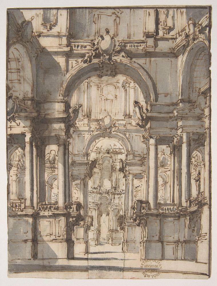 Design for a Stage Set (recto); Fragmentary Sketch of a Stage Set in Elevation (verso)