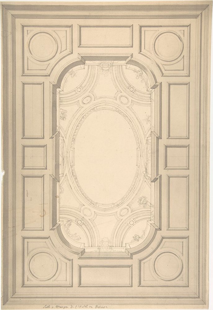 Design for Trompe L'Oeil Ceiling for Dining Room, Hôtel de Trévise by Jules Lachaise and Eugène Pierre Gourdet