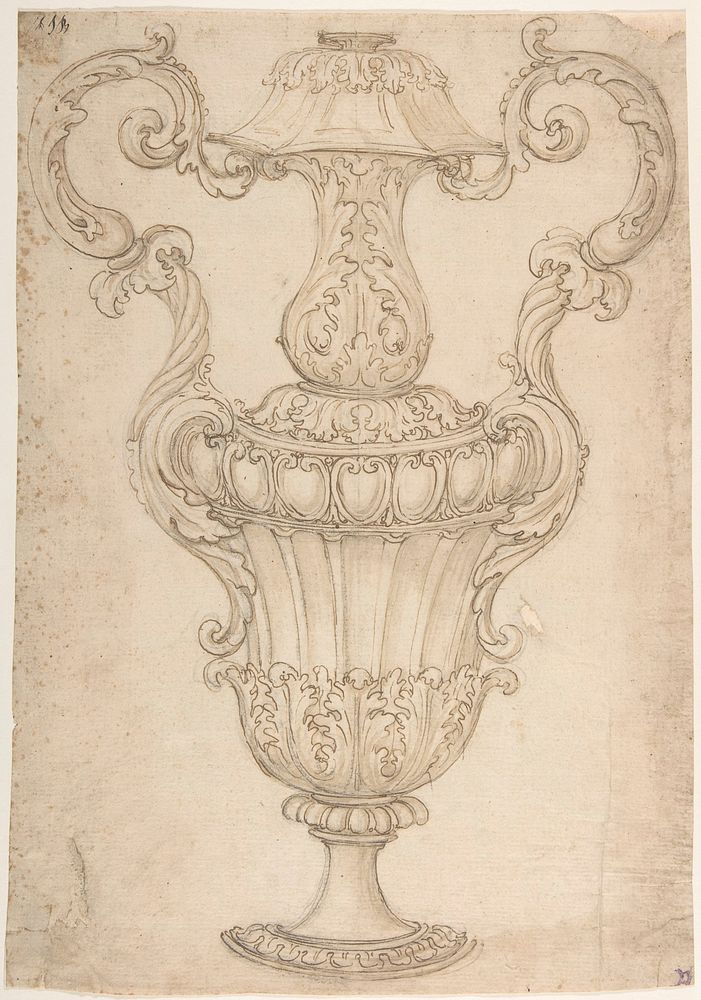 Design for a Two-Handled Urn with Acanthus, Shell, and Egg-and-Tongue Motif.