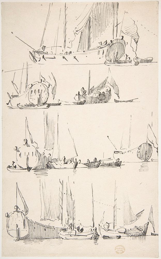 Studies of Ships and Boats by Willem van de Velde II