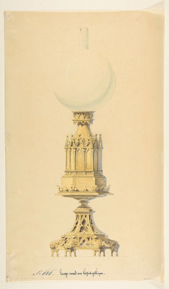 Design for an Oil Lamp, Anonymous, French, 19th century