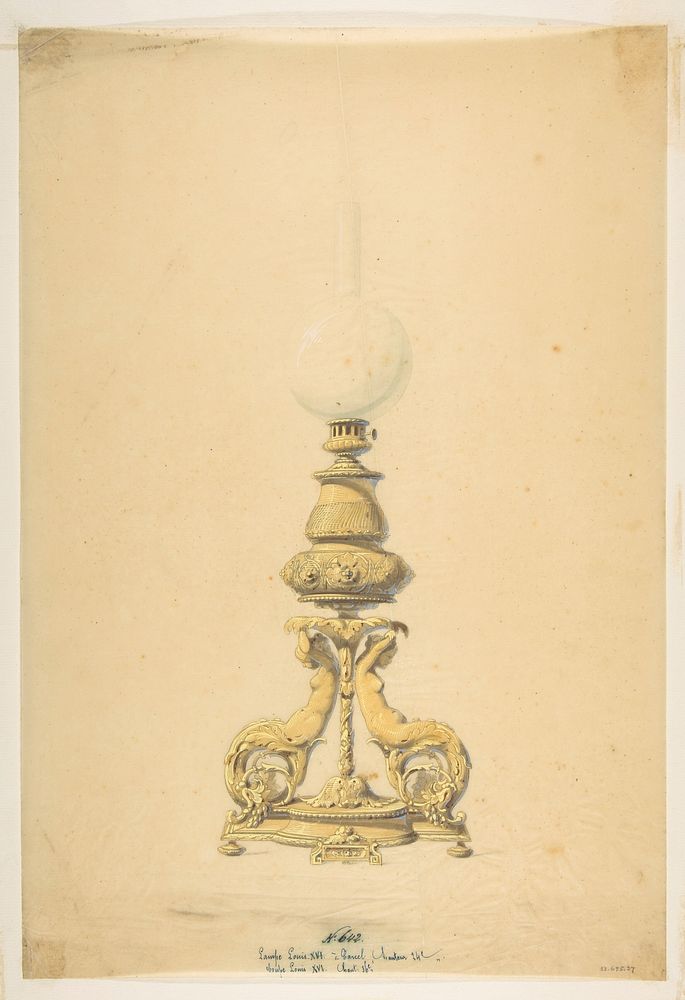 Design for an Oil Lamp, Anonymous, French, 19th century