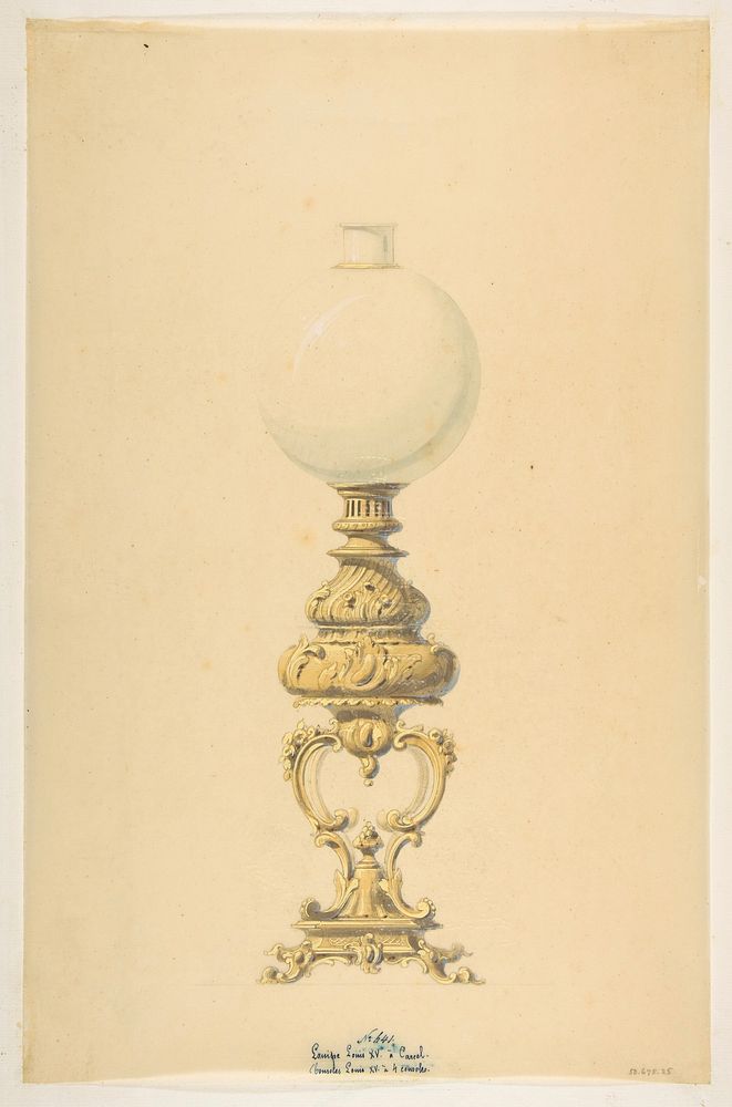 Design for an Oil Lamp, Anonymous, French, 19th century