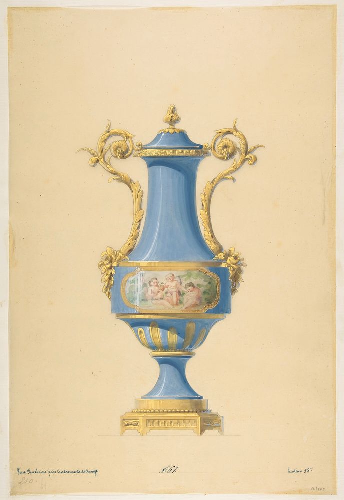 Design for a Porcelain Vase with Bronze Mount, Anonymous, French, 19th century