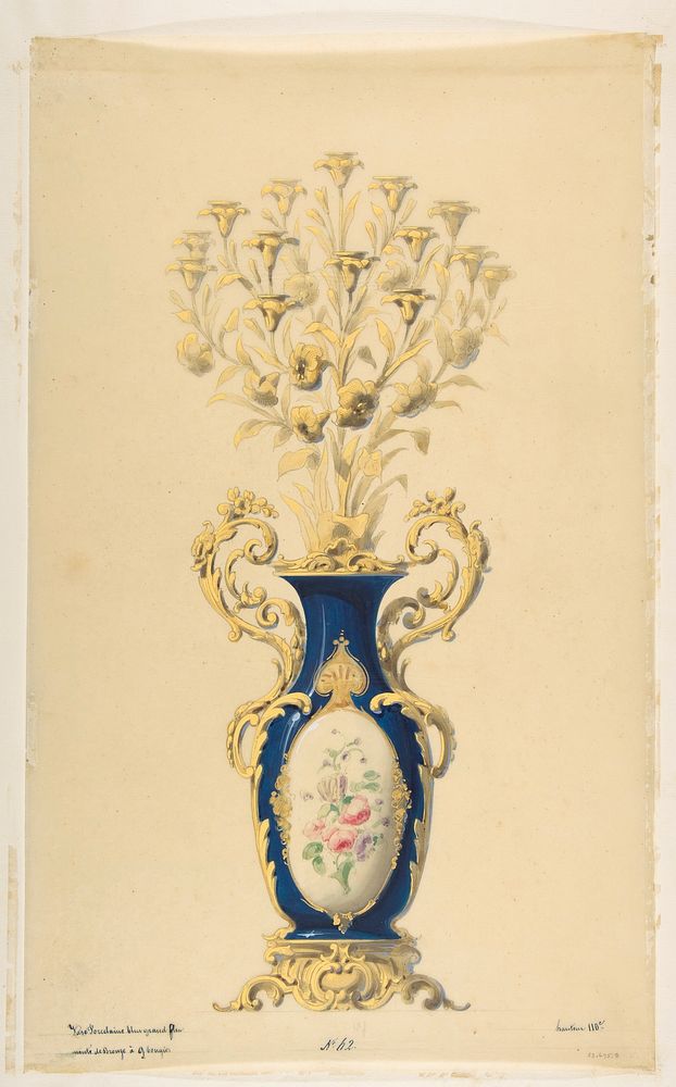 Design for a Porcelain Candelabra with Nine Branches, Anonymous, French, 19th century