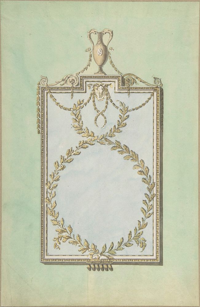 Design for a Mirror Surmounted by a Vase by John Yenn