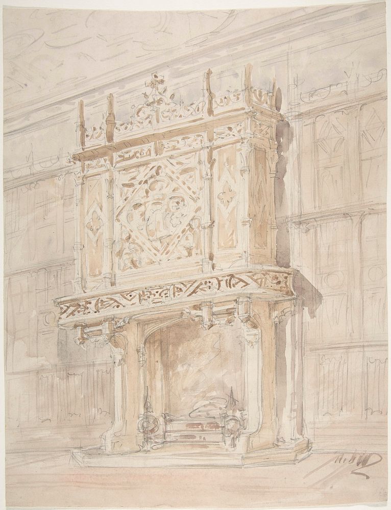 Medieval or Tudor Chimneypiece Design by Anonymous, British, 19th century