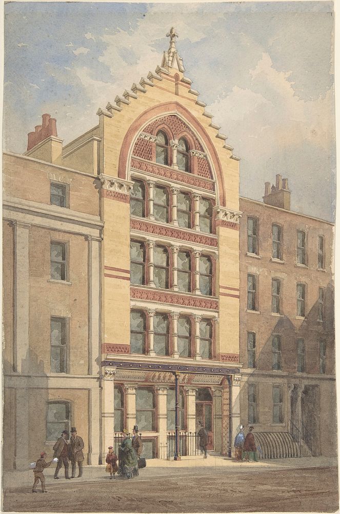 Façade of a Commercial Building, Venetian Gothic Style, Anonymous, British, 19th century
