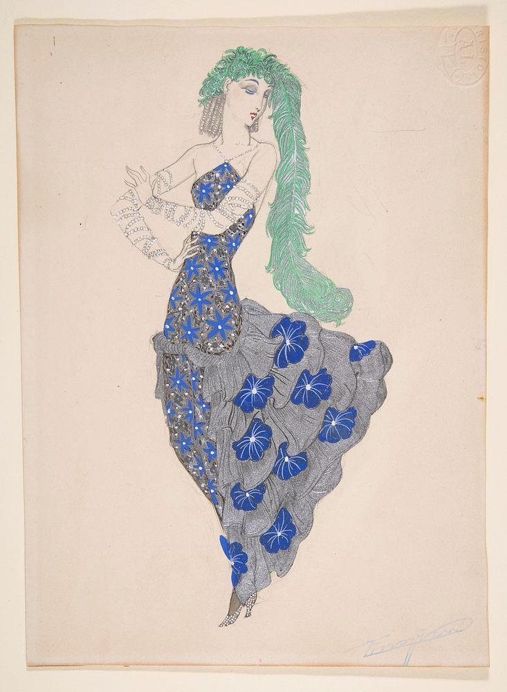 Design for a theater costume by Anonymous, French, 19th century
