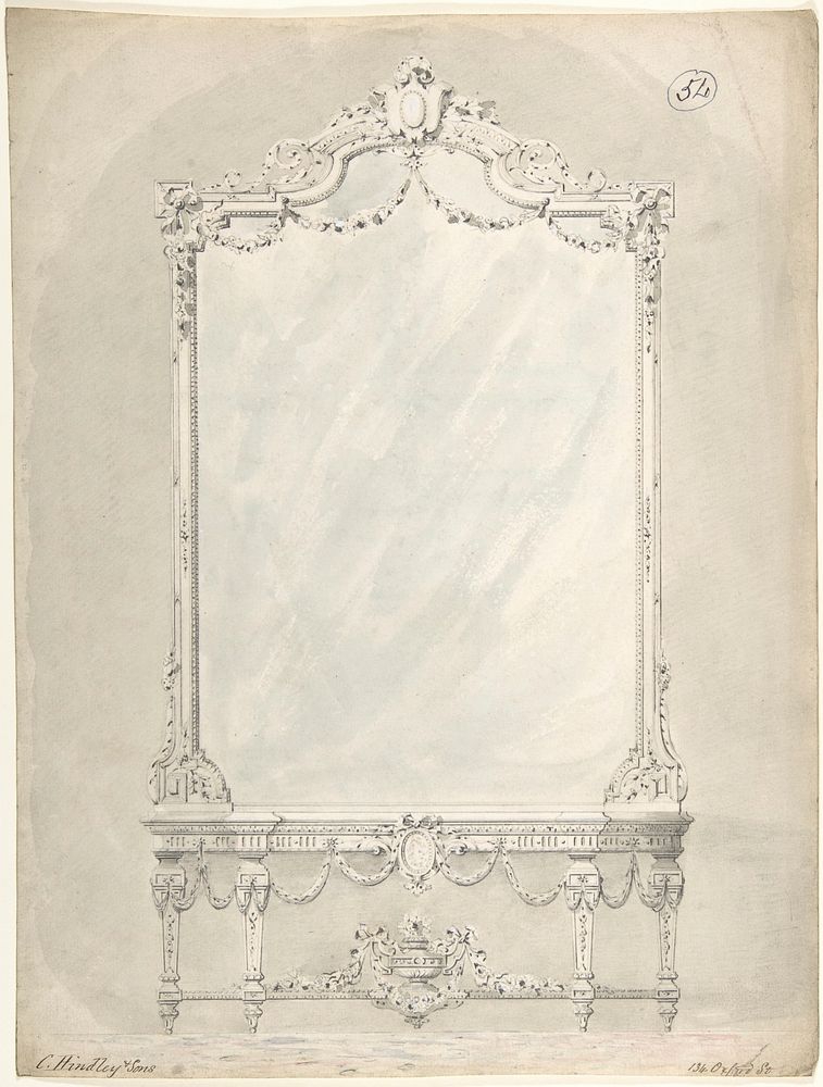 Design for a Side Table and Mirror by Charles Hindley and Sons
