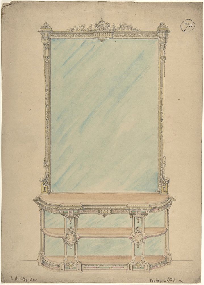 Design for a Mirror and Side Table by Charles Hindley and Sons