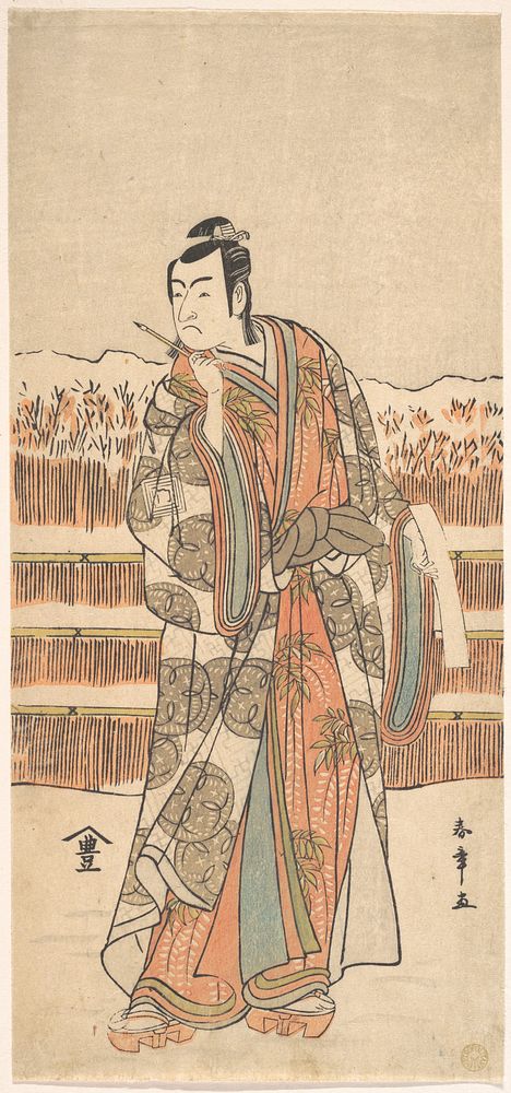 The Second Ichikawa Monnosuke as a Man of High Rank Standing in the Snow