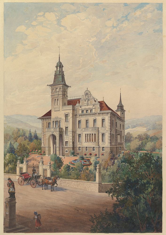 View of a Swiss Villa by Rudolf von Alt