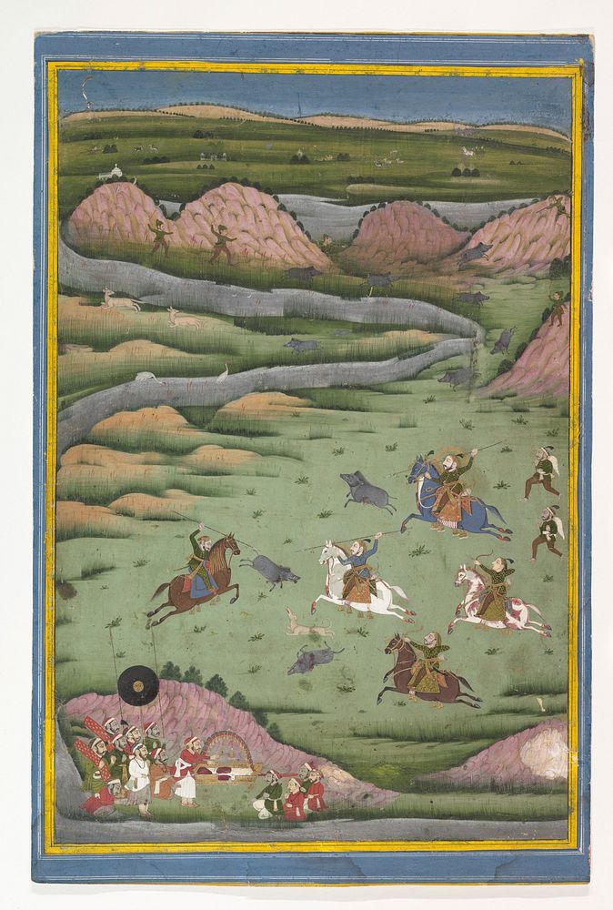 Maharana Amar Singh II or Sangram Singh Hunting Wild Boar, Rajasthan, Udaipur