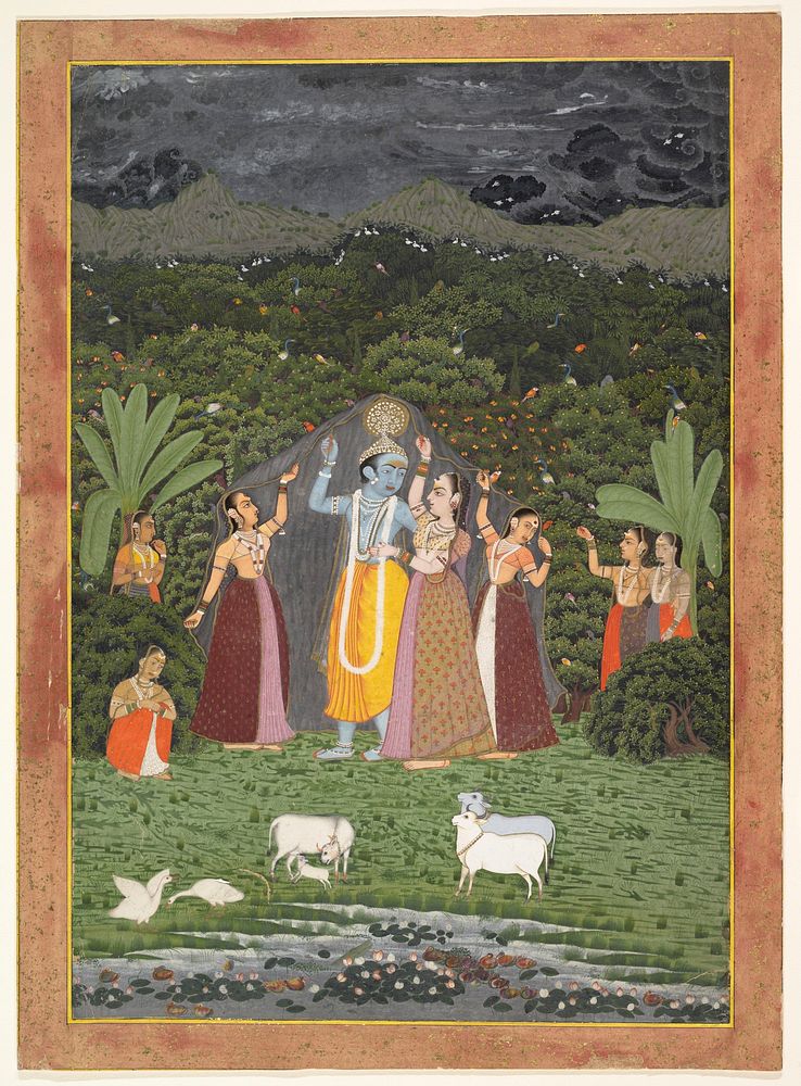 Krishna and the Gopis Take Shelter from the Rain, India (Rajasthan, Jaipur)