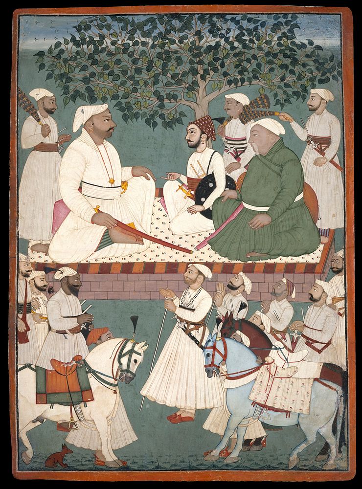 Maharaja Sidh Sen Receiving an Embassy by A Master of the Mandi atelier