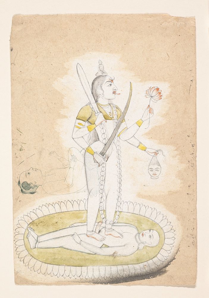 Sketch with Kali and a Young Boy, India (Punjab Hills, Kangra)