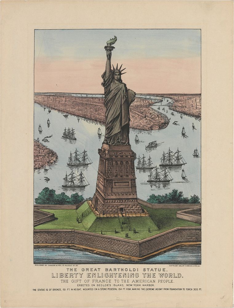 The Great Bartholdi Statue – Liberty Enlightening the World published and printed by Currier & Ives