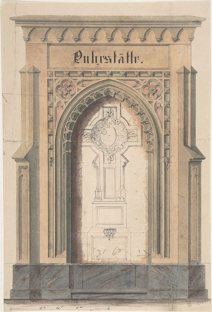 Design for gothic archway and cross