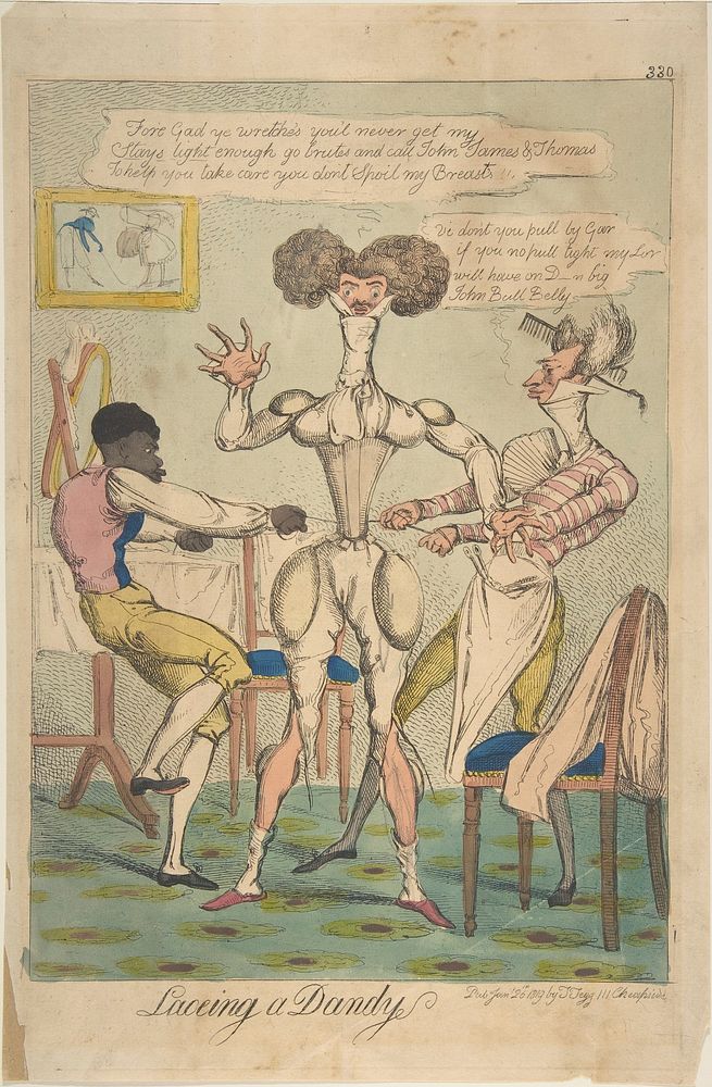 Laceing [sic] a Dandy, Anonymous, British, 19th century