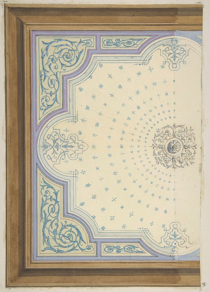 Design for the decoration of a ceiling with strapwork and rinceaux