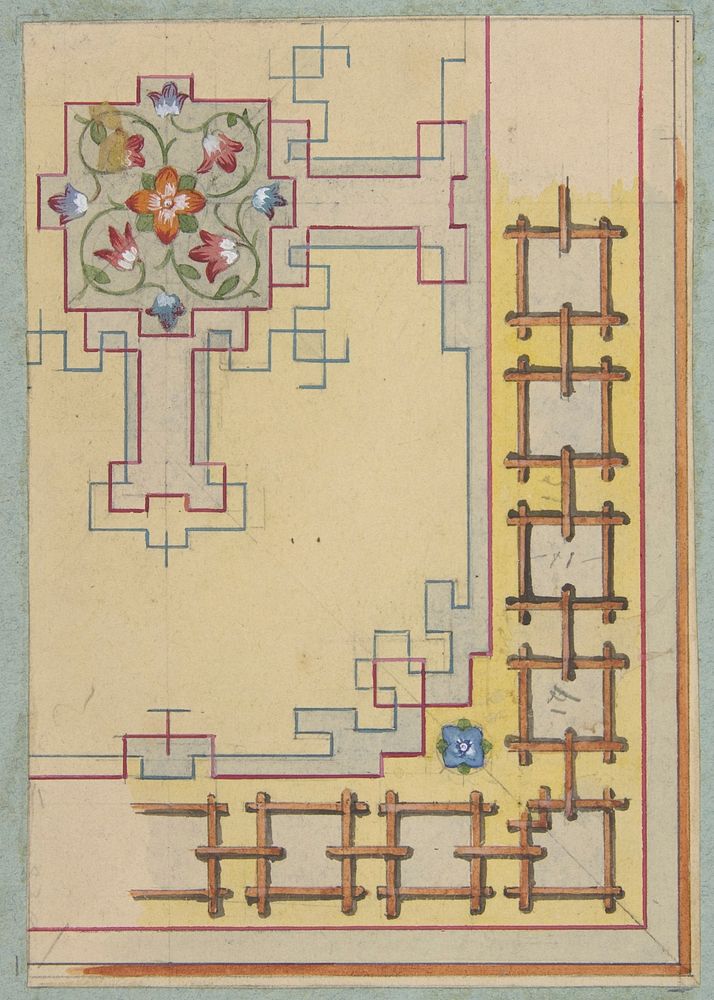 Partial design for ceiling decorated in chinese motifs