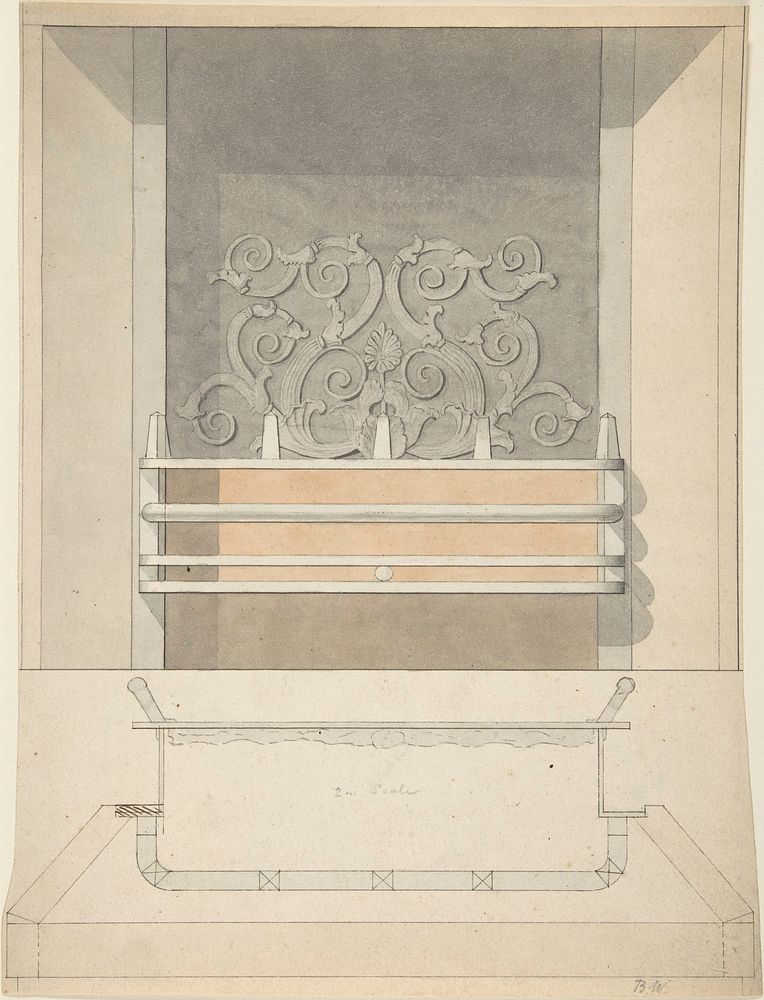 Design for Cast-iron Grate with Green Metal Surround by Benjamin Dean Wyatt