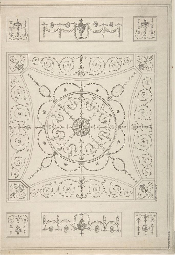 Design for an Oblong Ceiling with an Oval Centre