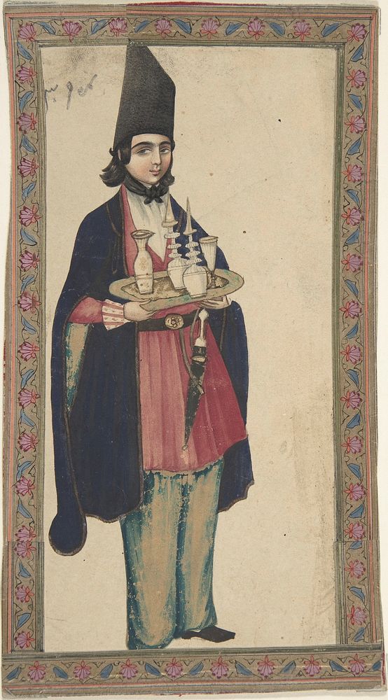 Persian Woman or Man Holding a Tray by Anonymous, Persian, 19th century