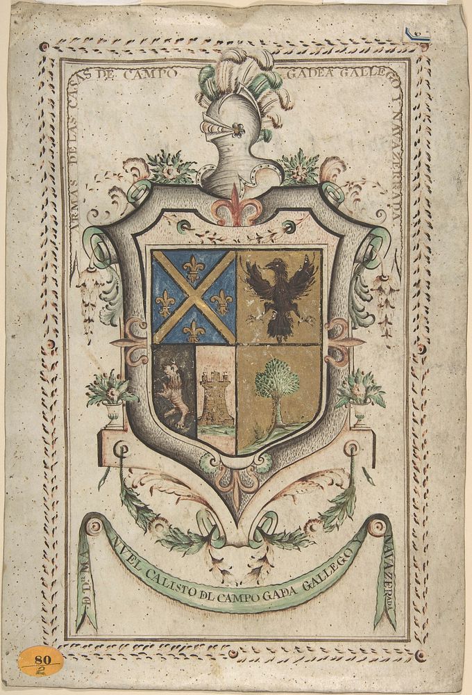 Coat of Arms Surmounted by a Plumed Helmet